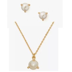Kate Spade Rise And Shine Mini Pendant & Earrings Set in Cream / Gold